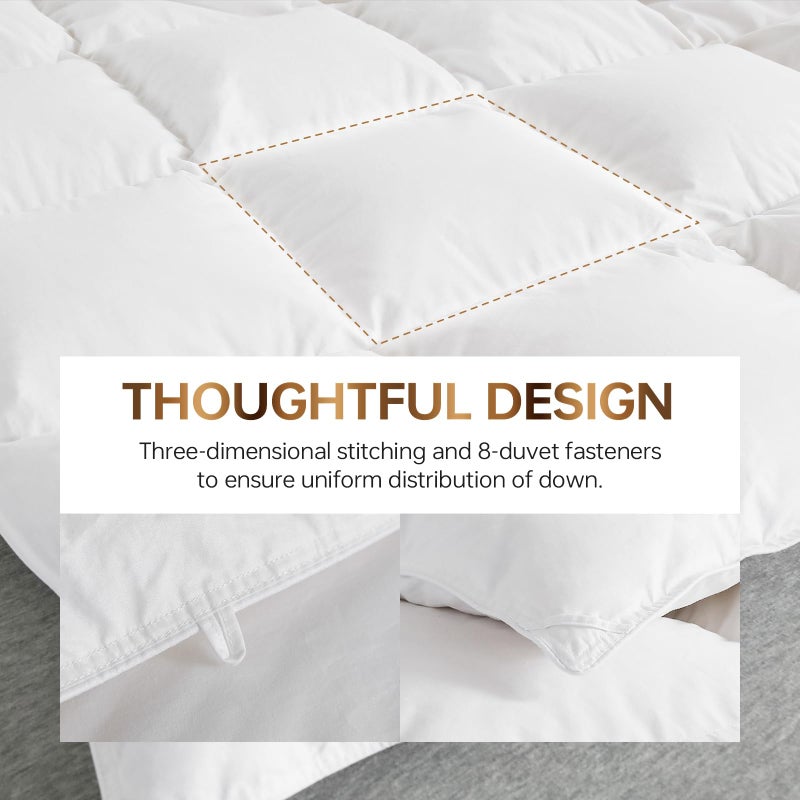 C&W Goose Down Comforter Twin Size, Fluffy Soft Noiseless Duvet Insert, 100% Cotton Shell, 750+ Fill Power, 45oz Fill Weight, Winter Warm, Machine Washable, 3D Baffle Box, Breathable (68"x90") - Image 5